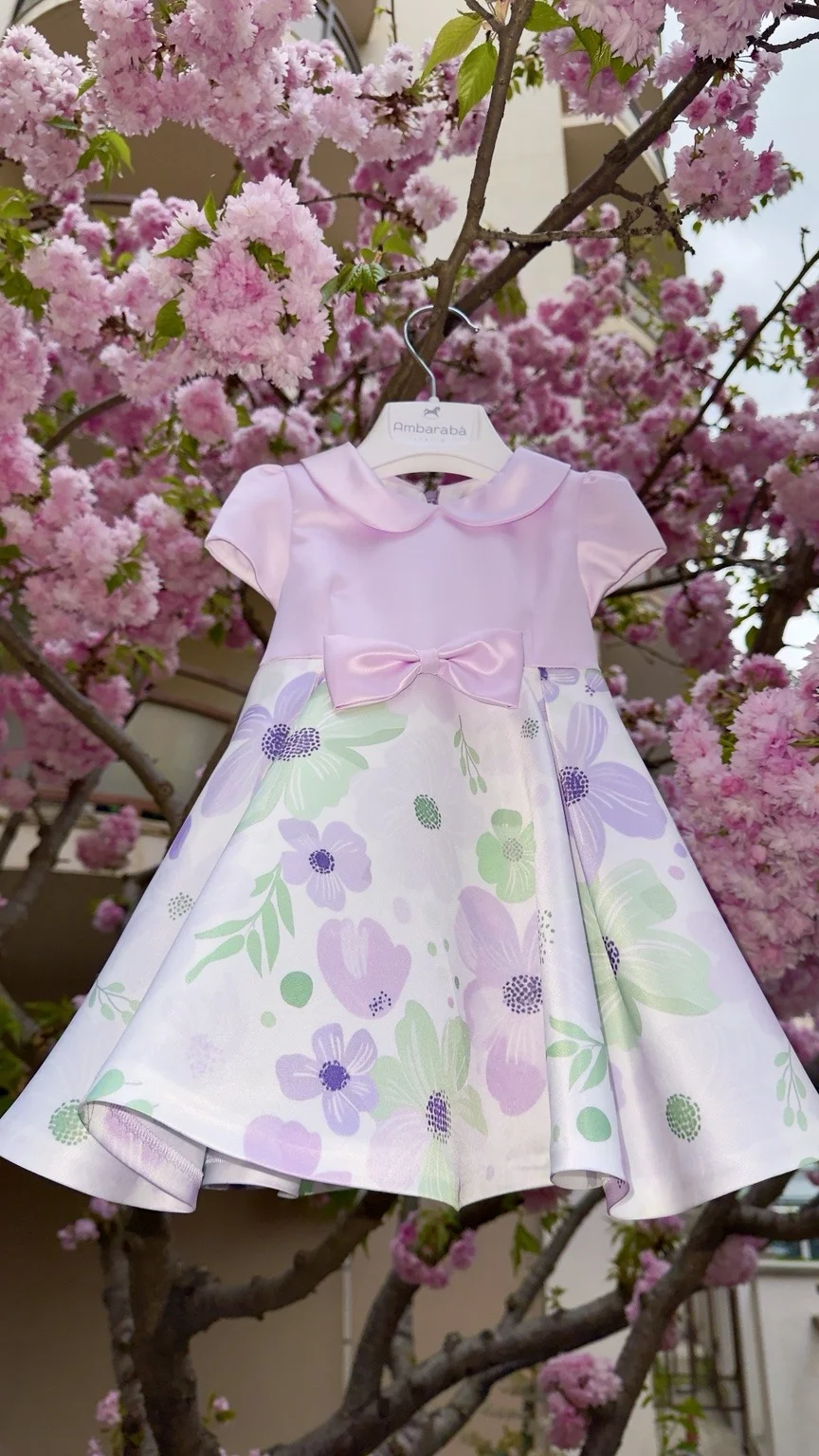 Ambaraba Lilac Floral Dress — Short Sleeve