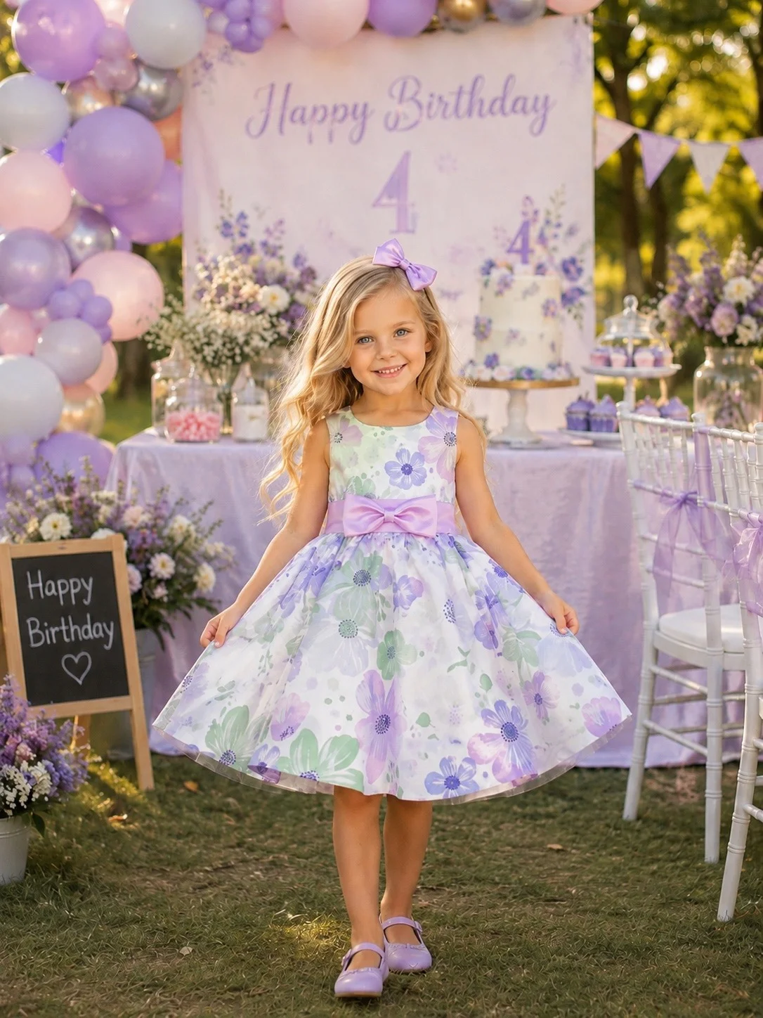 Ambaraba Lilac Floral Dress — Short Sleeve