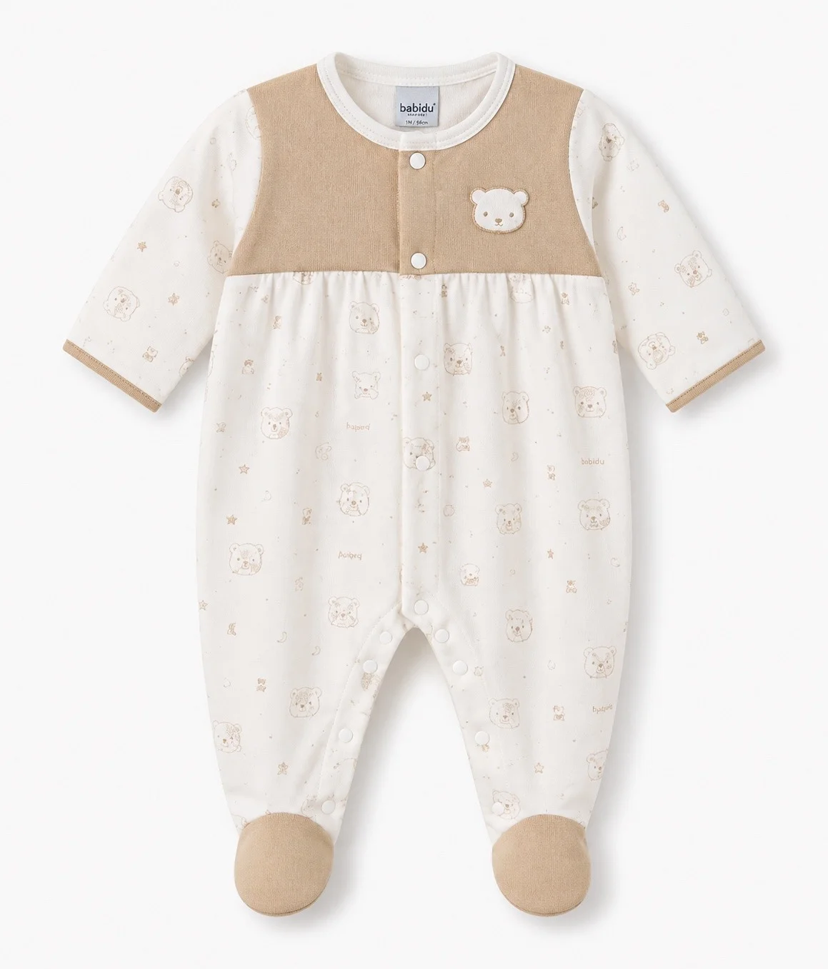 Babidu Bear Print Knitted Babygrow