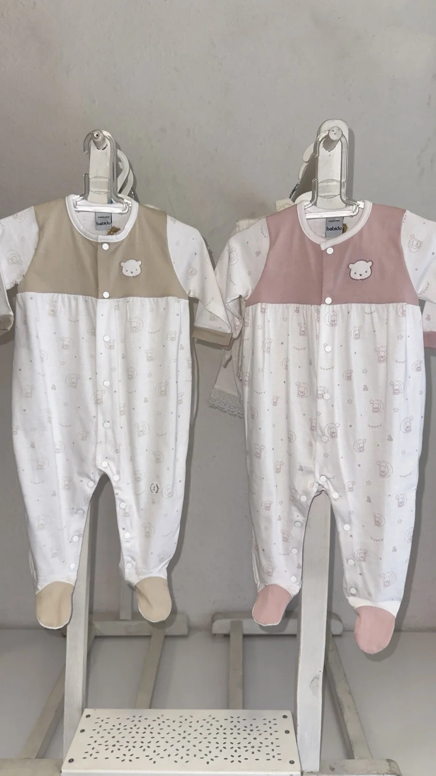 Babidu Bear Print Knitted Babygrow