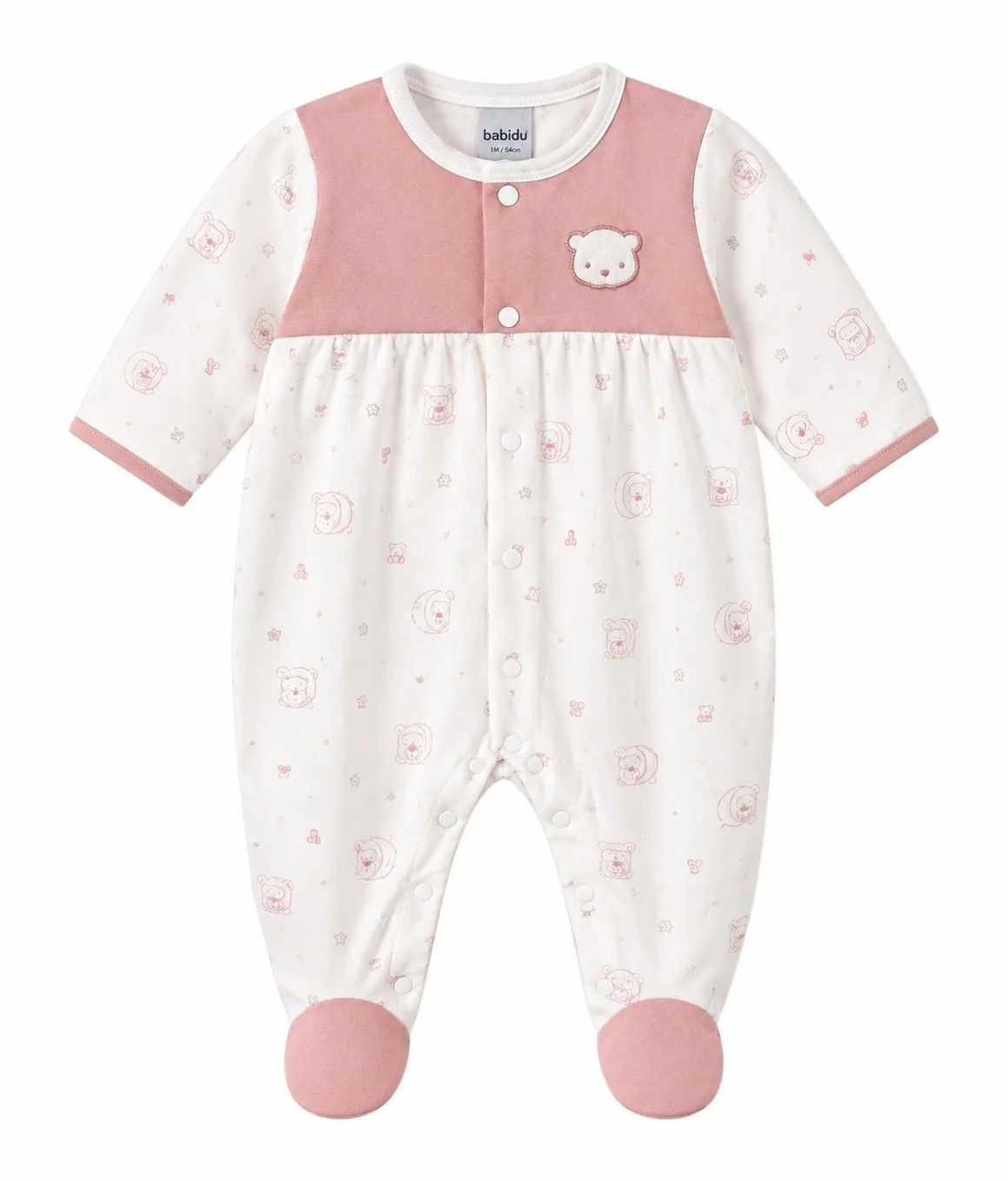 Babidu Bear Print Knitted Babygrow