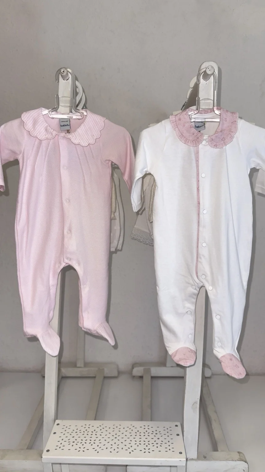 Babidu Baby Cotton Romper with Pink Details