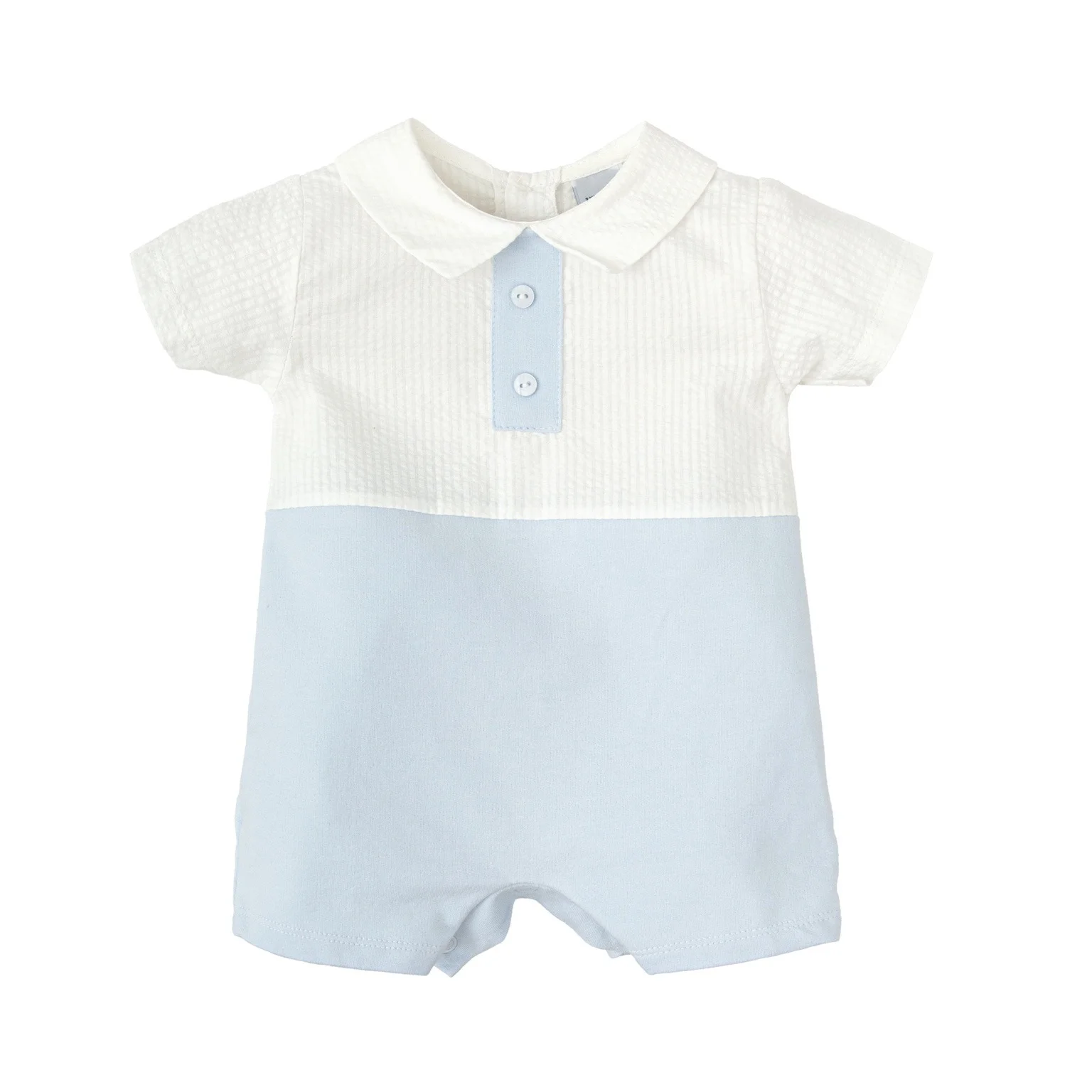 Babidu Boys’ Sky Blue & White Short Romper