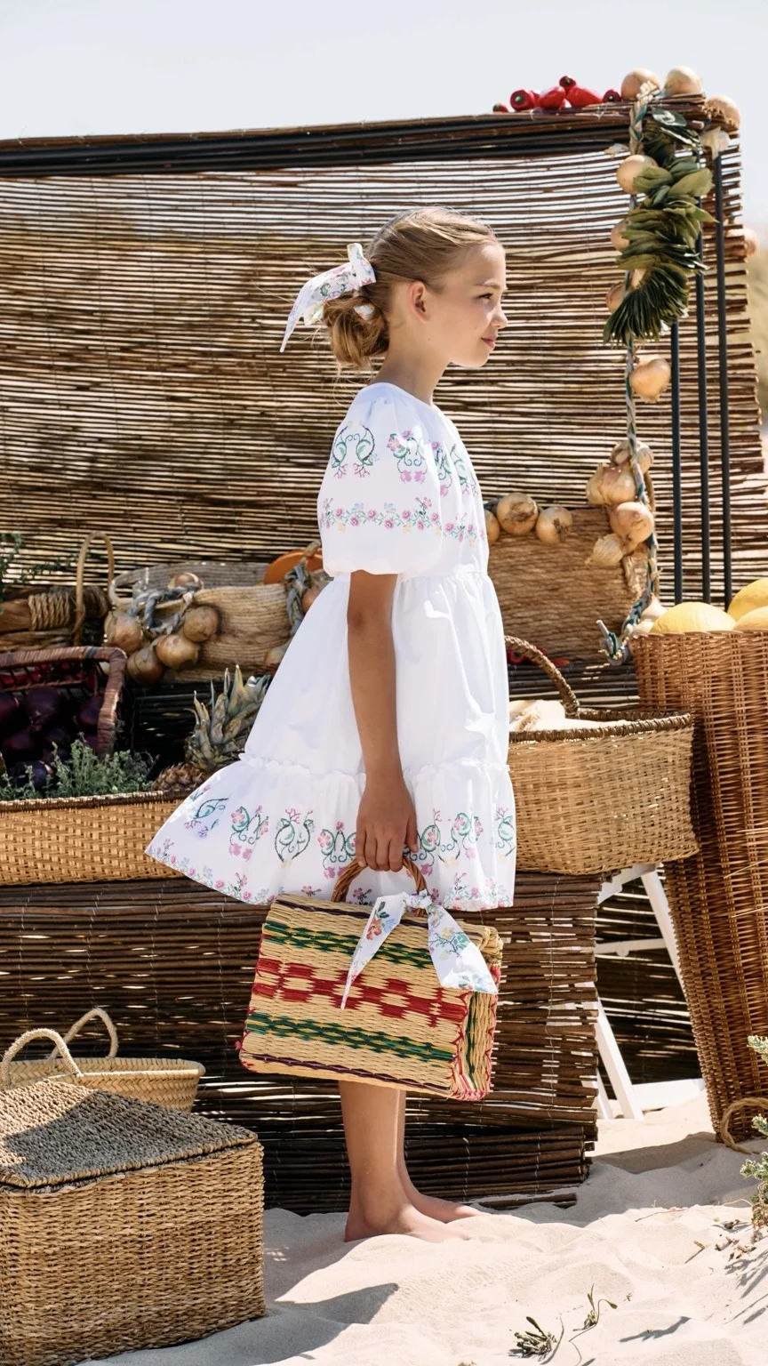 Patachou Girls’ Cross-Stitch Print Dress