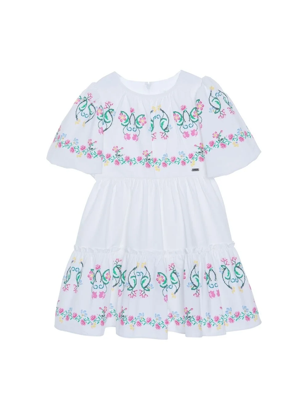 Patachou Girls’ Cross-Stitch Print Dress